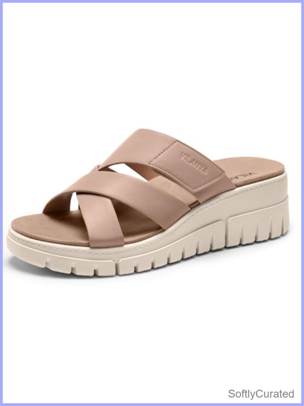 Orthopedic Platform Slip On Slide Sandals Faux Suede Arch Support